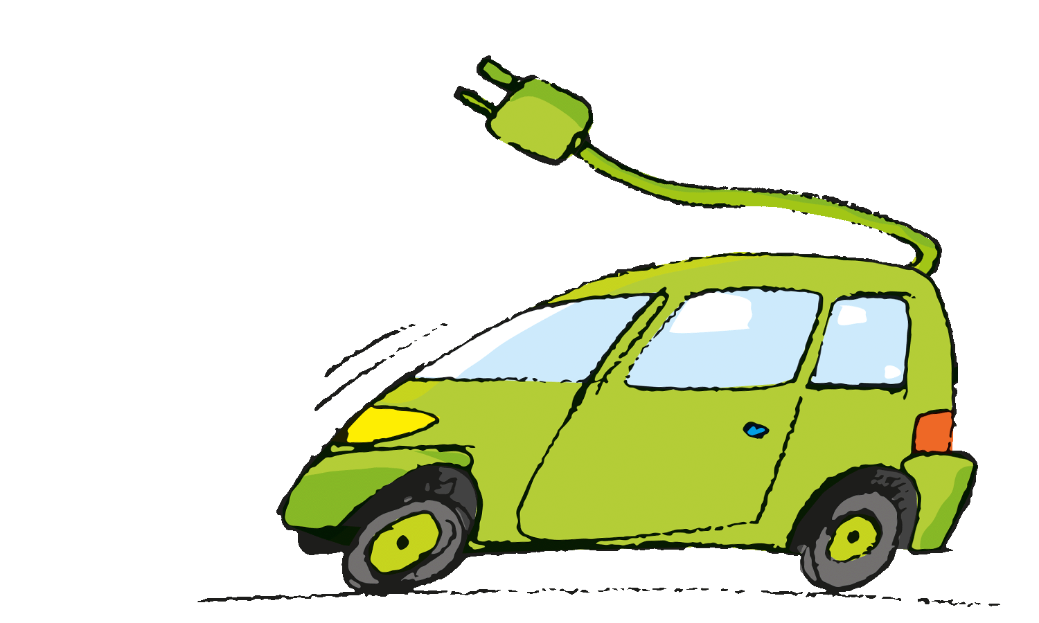 Illustration, Elektrofahrzeug mit Ladestecker