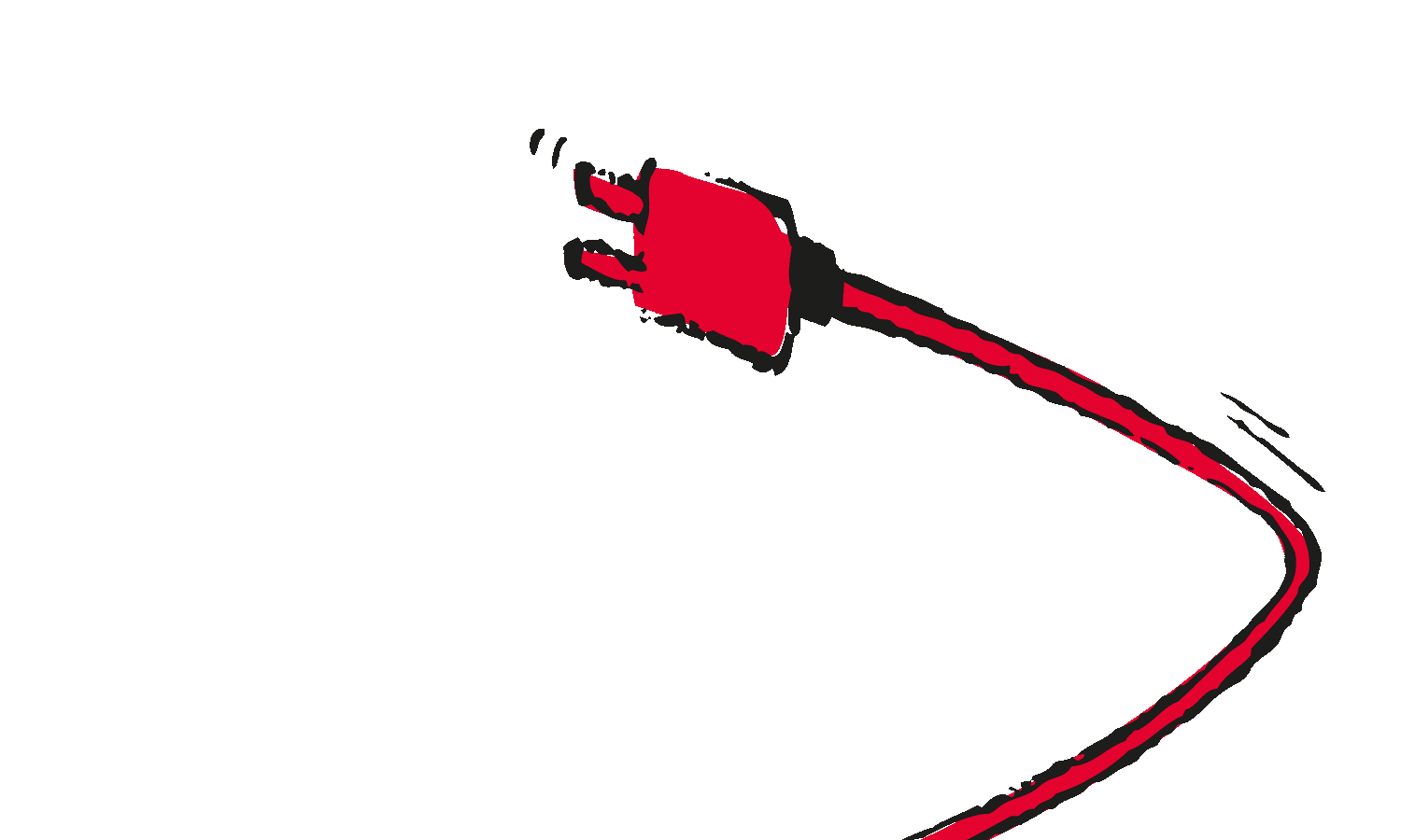 Illustration, rotes Stromkabel mit Stecker
