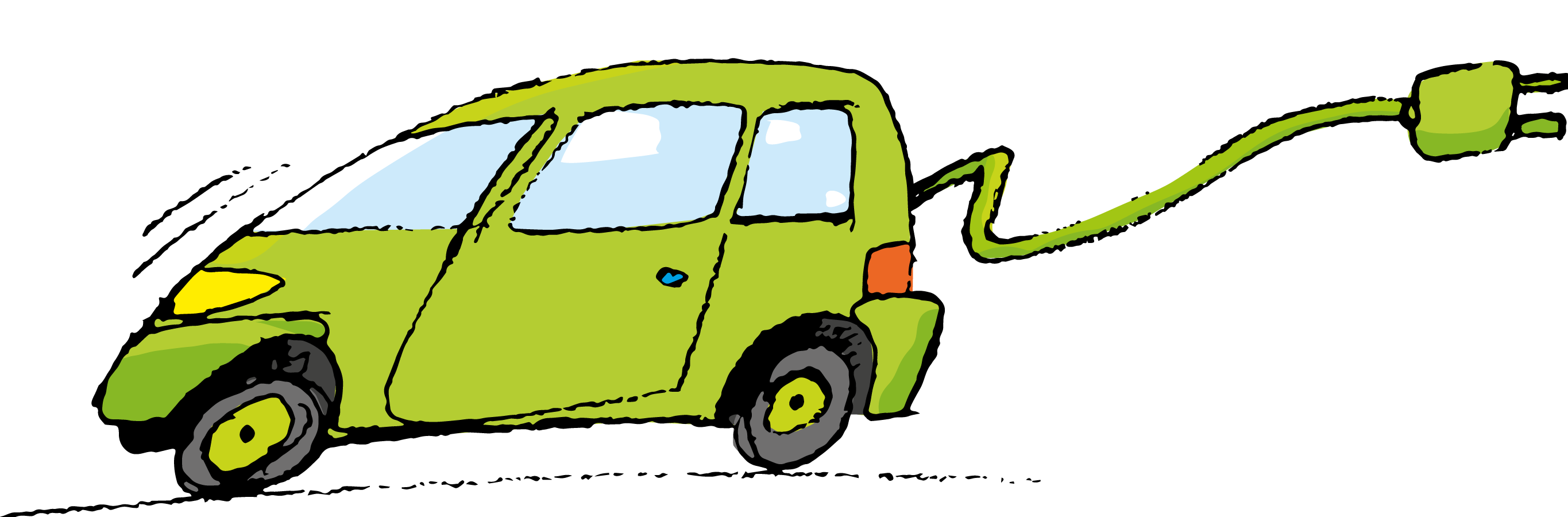Illustration, Elektroauto mit Ladestecker